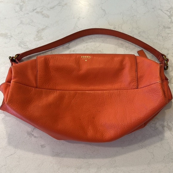 Fossil Vickery Pebbled Leather Shoulder Bag Coral - Picture 8 of 16